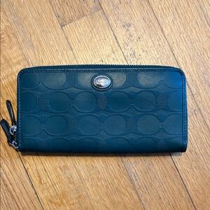 Coach Blue Embossed Leather Wallet